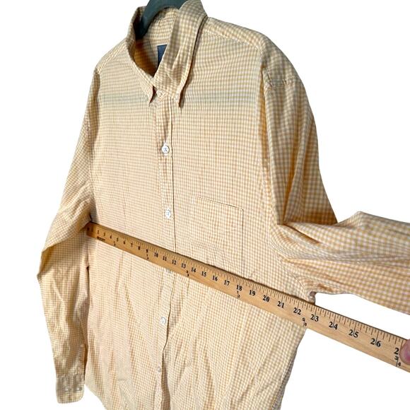 Bonobos L Standard Fit Cotton Poplin Gingham Plaid Button Up Dress Shirt Yellow - Picture 5 of 9